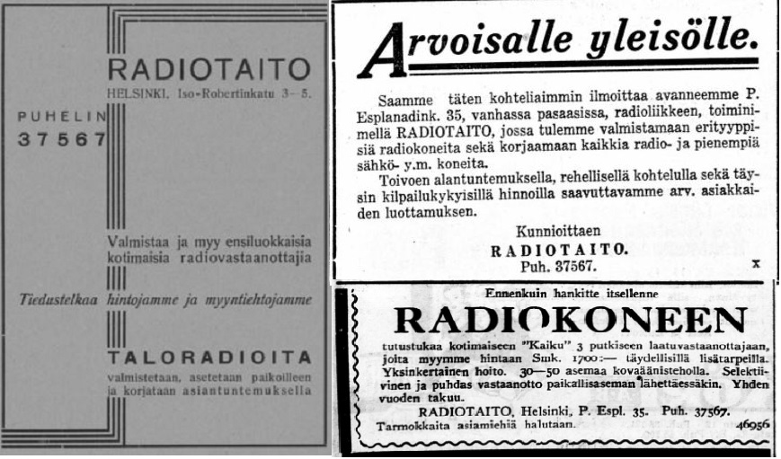Radiotaito_Talonomistajan_lehti_no_12_1932__HS_no_100__1929__Kaiku_Uusi_Suomi_1929_no_280.jpg